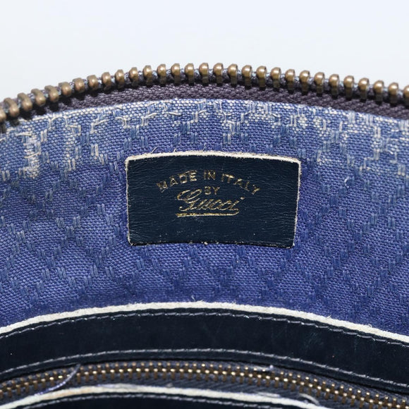 GUCCI GG Supreme Sherry Line Hand Bag PVC Navy Gold Auth BSZ273