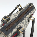 GUCCI GG Supreme Sherry Line Hand Bag PVC Navy Gold Auth BSZ273-6