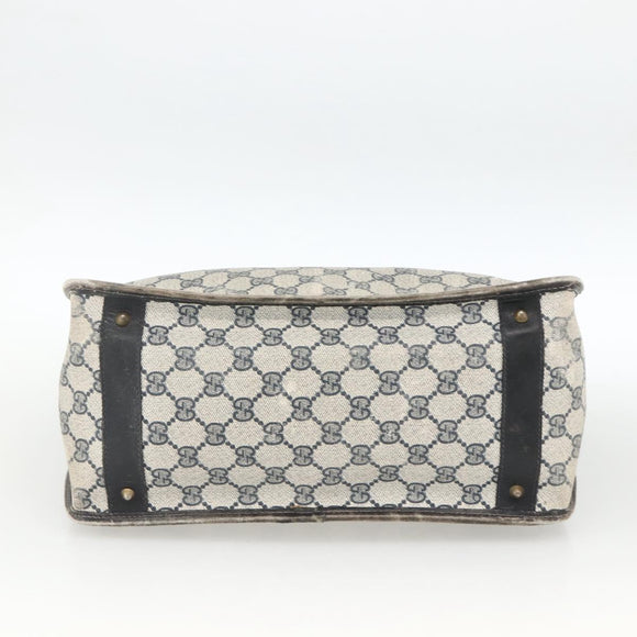GUCCI GG Supreme Sherry Line Hand Bag PVC Navy Gold Auth BSZ273