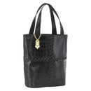 SAINT LAURENT Hand Bag Embossed leather Black Gold Auth BSZ274-1