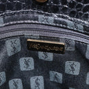 SAINT LAURENT Hand Bag Embossed leather Black Gold Auth BSZ274-14
