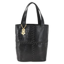 SAINT LAURENT Hand Bag Embossed leather Black Gold Auth BSZ274-2