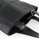 SAINT LAURENT Hand Bag Embossed leather Black Gold Auth BSZ274-6