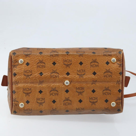 MCM Logogram Vicetos Hand Bag PVC Leather 2way Brown Gold Auth BSZ275