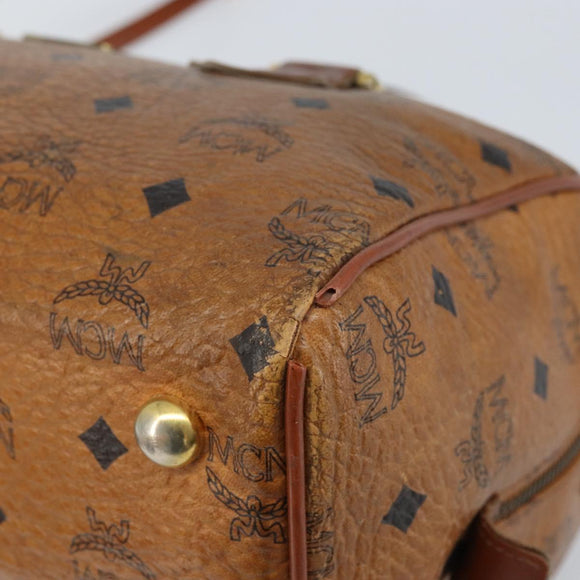 MCM Logogram Vicetos Hand Bag PVC Leather 2way Brown Gold Auth BSZ275
