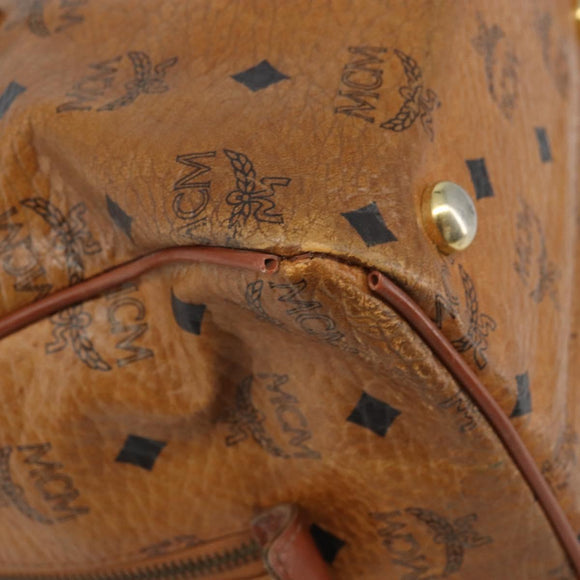 MCM Logogram Vicetos Hand Bag PVC Leather 2way Brown Gold Auth BSZ275
