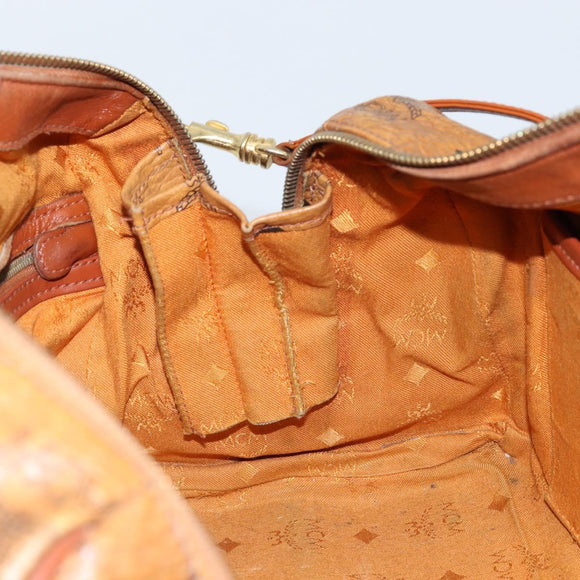 MCM Logogram Vicetos Hand Bag PVC Leather 2way Brown Gold Auth BSZ275