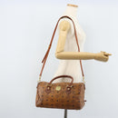 MCM Logogram Vicetos Hand Bag PVC Leather 2way Brown Gold Auth BSZ275-25