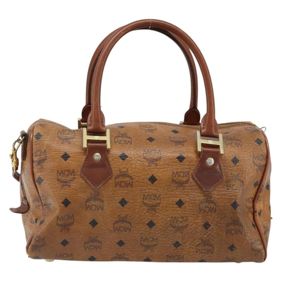 MCM Logogram Vicetos Hand Bag PVC Leather 2way Brown Gold Auth BSZ275