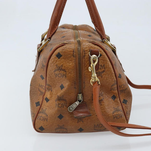 MCM Logogram Vicetos Hand Bag PVC Leather 2way Brown Gold Auth BSZ275