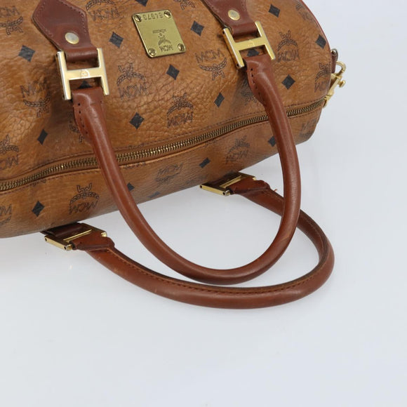 MCM Logogram Vicetos Hand Bag PVC Leather 2way Brown Gold Auth BSZ275