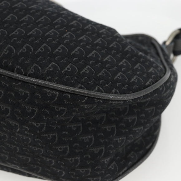 Christian Dior Trotter Canvas Shoulder Bag Black Silver Auth BSZ280SAV
