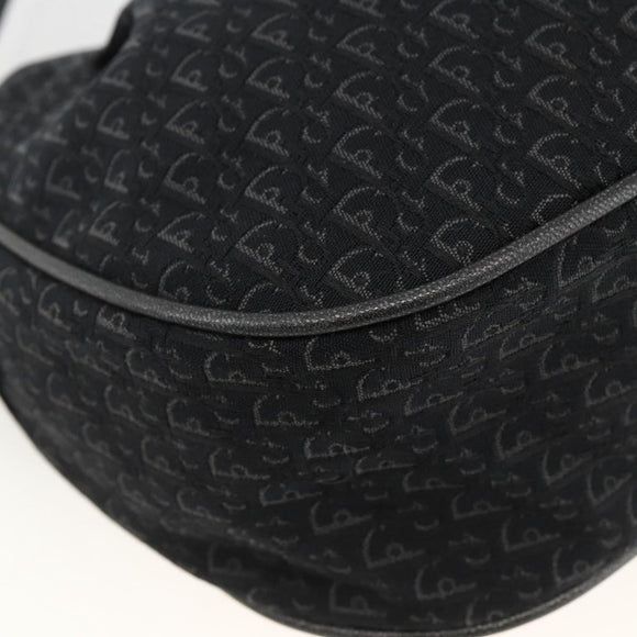 Christian Dior Trotter Canvas Shoulder Bag Black Silver Auth BSZ280SAV