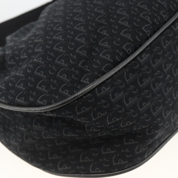 Christian Dior Trotter Canvas Shoulder Bag Black Silver Auth BSZ280SAV