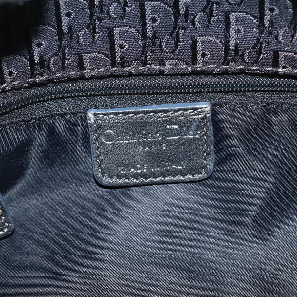 Christian Dior Trotter Canvas Shoulder Bag Black Silver Auth BSZ280SAV