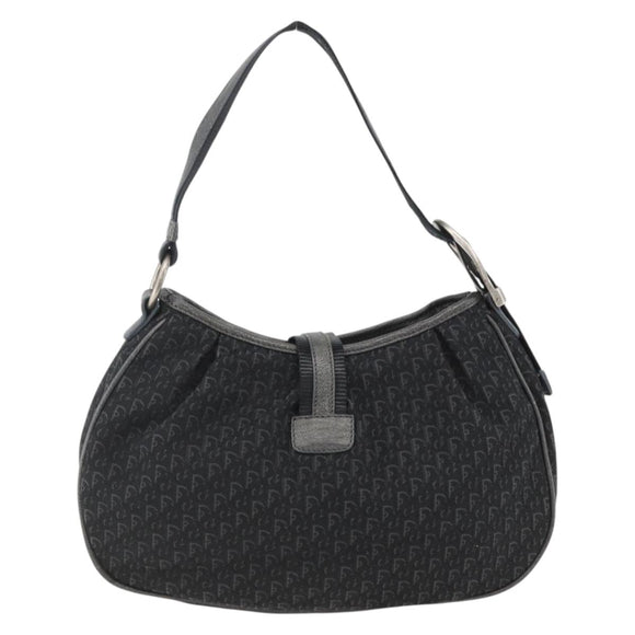 Christian Dior Trotter Canvas Shoulder Bag Black Silver Auth BSZ280SAV