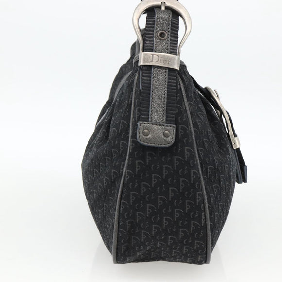Christian Dior Trotter Canvas Shoulder Bag Black Silver Auth BSZ280SAV