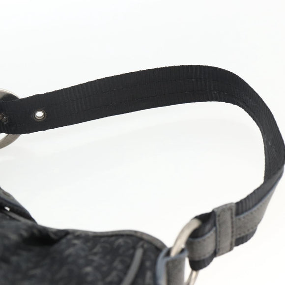 Christian Dior Trotter Canvas Shoulder Bag Black Silver Auth BSZ280SAV