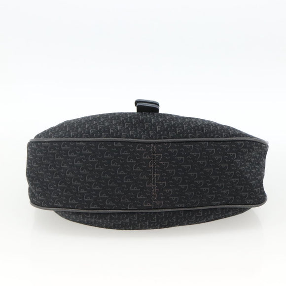 Christian Dior Trotter Canvas Shoulder Bag Black Silver Auth BSZ280SAV