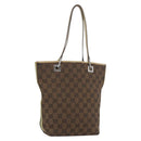 GUCCI GG Canvas Sherry Line Tote Bag Brown Silver 31244 Auth BSZ281-1