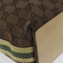 GUCCI GG Canvas Sherry Line Tote Bag Brown Silver 31244 Auth BSZ281-11