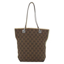 GUCCI GG Canvas Sherry Line Tote Bag Brown Silver 31244 Auth BSZ281-3