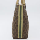 GUCCI GG Canvas Sherry Line Tote Bag Brown Silver 31244 Auth BSZ281-4