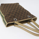 GUCCI GG Canvas Sherry Line Tote Bag Brown Silver 31244 Auth BSZ281-7