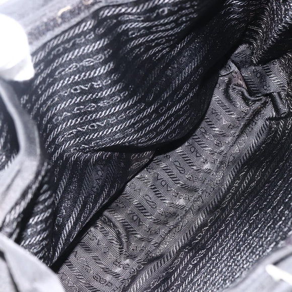 PRADA Hand Bag Nylon Black Silver Auth BSZ285