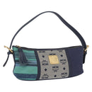 MCM Vicetos Logogram Shoulder Bag Canvas Blue Gold Auth BSZ289-1