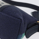 MCM Vicetos Logogram Shoulder Bag Canvas Blue Gold Auth BSZ289-13