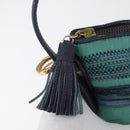 MCM Vicetos Logogram Shoulder Bag Canvas Blue Gold Auth BSZ289-14