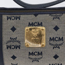 MCM Vicetos Logogram Shoulder Bag Canvas Blue Gold Auth BSZ289-15