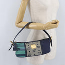 MCM Vicetos Logogram Shoulder Bag Canvas Blue Gold Auth BSZ289-21