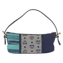 MCM Vicetos Logogram Shoulder Bag Canvas Blue Gold Auth BSZ289-3