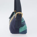 MCM Vicetos Logogram Shoulder Bag Canvas Blue Gold Auth BSZ289-4