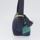 MCM Vicetos Logogram Shoulder Bag Canvas Blue Gold Auth BSZ289-5