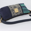 MCM Vicetos Logogram Shoulder Bag Canvas Blue Gold Auth BSZ289-6