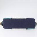 MCM Vicetos Logogram Shoulder Bag Canvas Blue Gold Auth BSZ289-9