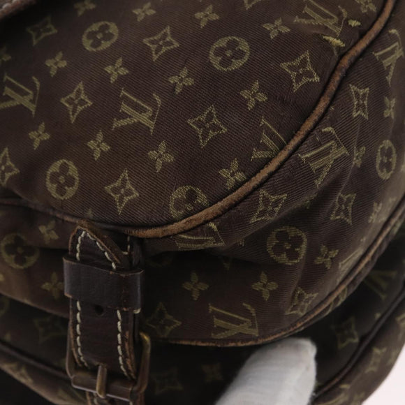 LOUIS VUITTON Monogram Mini Lin SaumurPM Shoulder Bag Brown M95227 Auth BSZ306
