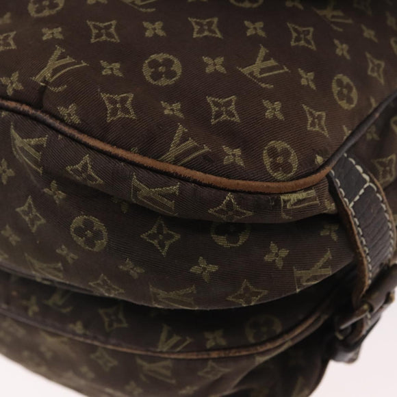 LOUIS VUITTON Monogram Mini Lin SaumurPM Shoulder Bag Brown M95227 Auth BSZ306
