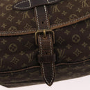 LOUIS VUITTON Monogram Mini Lin SaumurPM Shoulder Bag Brown M95227 Auth BSZ306-17