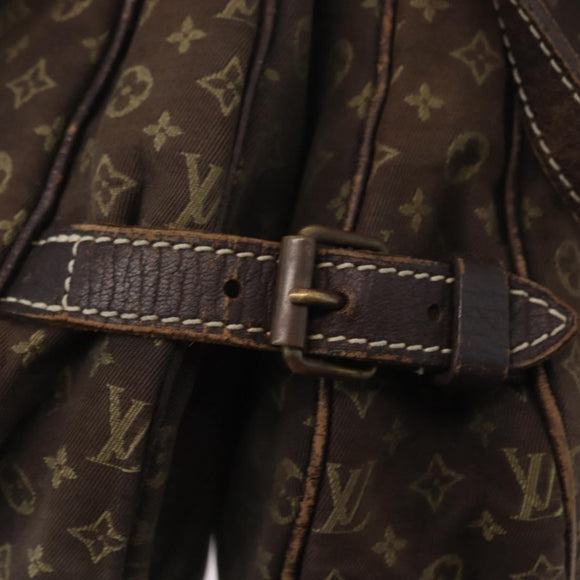 LOUIS VUITTON Monogram Mini Lin SaumurPM Shoulder Bag Brown M95227 Auth BSZ306