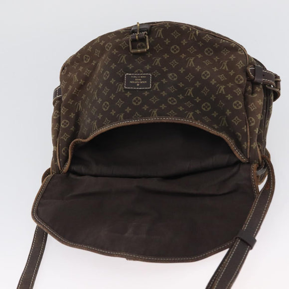 LOUIS VUITTON Monogram Mini Lin SaumurPM Shoulder Bag Brown M95227 Auth BSZ306