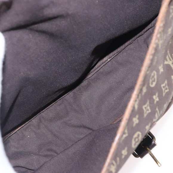 LOUIS VUITTON Monogram Mini Lin SaumurPM Shoulder Bag Brown M95227 Auth BSZ306