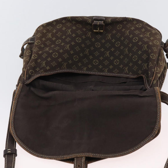LOUIS VUITTON Monogram Mini Lin SaumurPM Shoulder Bag Brown M95227 Auth BSZ306
