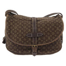 LOUIS VUITTON Monogram Mini Lin SaumurPM Shoulder Bag Brown M95227 Auth BSZ306-2