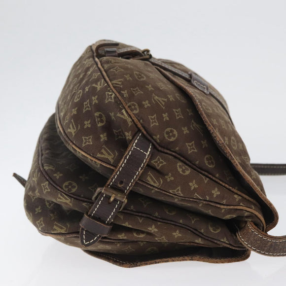 LOUIS VUITTON Monogram Mini Lin SaumurPM Shoulder Bag Brown M95227 Auth BSZ306