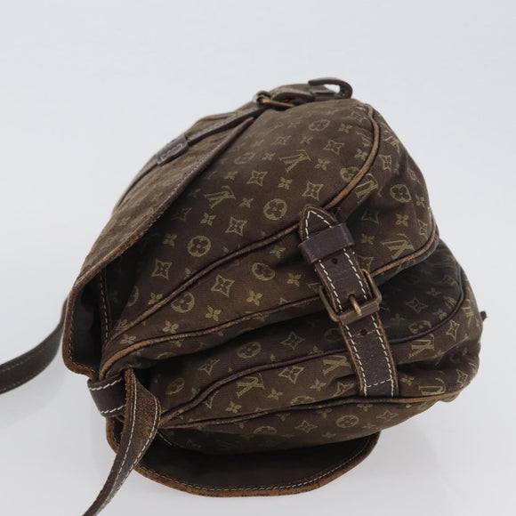 LOUIS VUITTON Monogram Mini Lin SaumurPM Shoulder Bag Brown M95227 Auth BSZ306