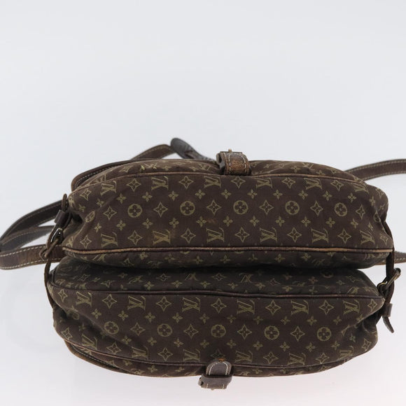 LOUIS VUITTON Monogram Mini Lin SaumurPM Shoulder Bag Brown M95227 Auth BSZ306